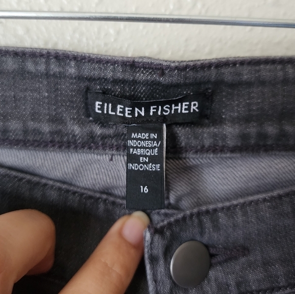 Eileen Fisher Gray High Waisted Straight Leg Crop Baggy Jeans Size 16 Plus Size - Picture 8 of 9